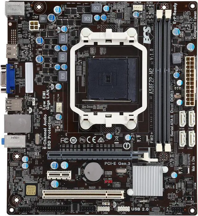 Alt view image 3 of 5 - ECS A58F2P-M2 (V1.0) FM2+ AMD A58 Micro ATX AMD Motherboard