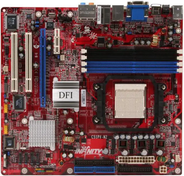 Alt view image 3 of 6 - DFI C51PV-M2/G Infinity AM2 NVIDIA GeForce 6150 ATX AMD Motherboard