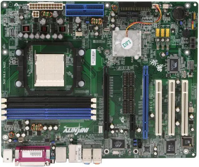 Alt view image 3 of 7 - DFI INFINITY NF SLI-M2 AM2 NVIDIA nForce4 SLI ATX AMD Motherboard
