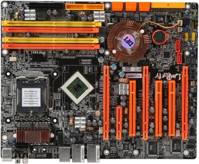Alt view image 3 of 9 - DFI LP UT NF680I LT SLI-T2 LGA 775 NVIDIA nForce 680i LT SLI ATX Intel Motherboard