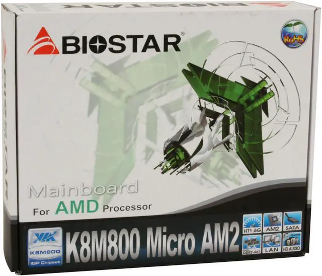 Alt view image 6 of 6 - BIOSTAR K8M800 Micro AM2 AM2 VIA K8M800 Micro ATX AMD Motherboard
