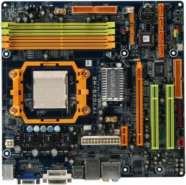 Alt view image 3 of 7 - BIOSTAR TForce TF7025-M2 AM2 NVIDIA GeForce 7025 Micro ATX AMD Motherboard