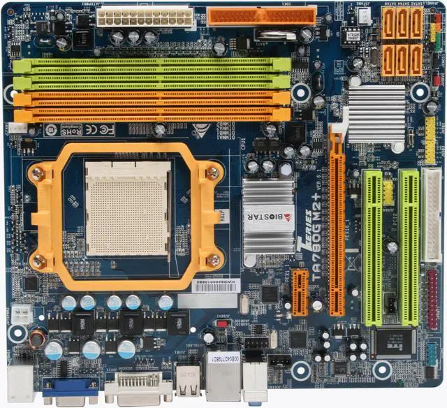 Alt view image 3 of 5 - BIOSTAR TFORCE TA780G M2+ AM2+/AM2 AMD 780G Micro ATX AMD Motherboard