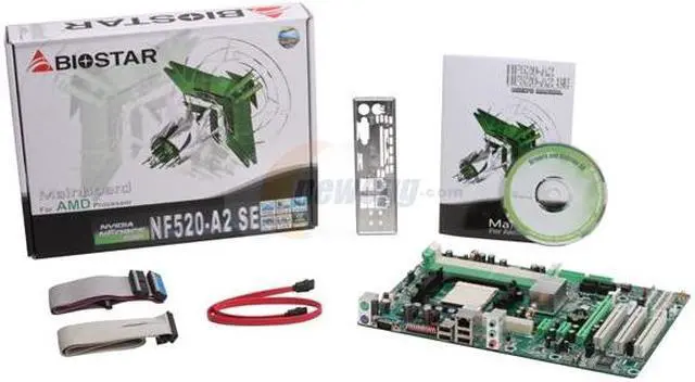 Alt view image 2 of 2 - BIOSTAR NF520-A2 SE AM2 NVIDIA nForce 520D ATX AMD Motherboard