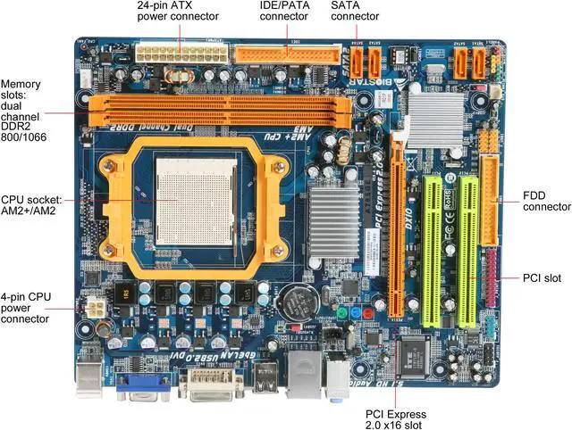Alt view image 10 of 12 - BIOSTAR A785GE AM3/AM2+ AMD 785G Micro ATX AMD Motherboard