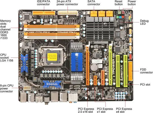 Alt view image 9 of 11 - BIOSTAR TPOWER i55 LGA 1156 Intel P55 ATX Intel Motherboard