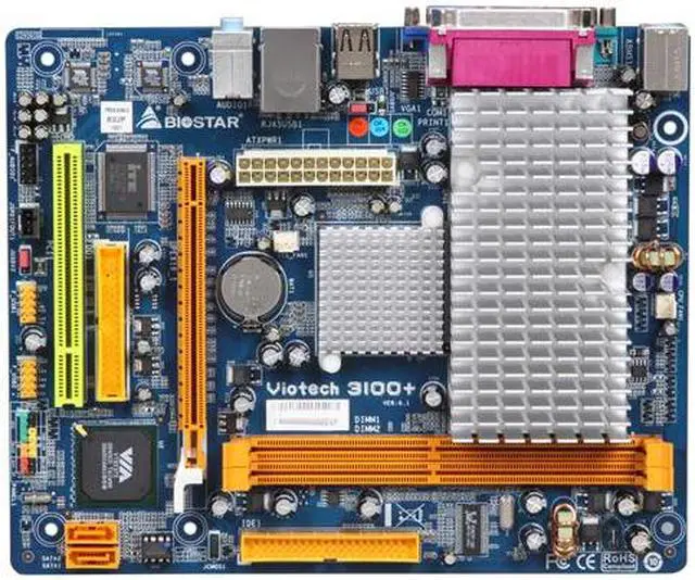 Alt view image 3 of 5 - BIOSTAR Viotech 3100+ VIA C7-D 1.6 GHz VIA NanoBGA2 VIA CN896 Micro ATX Motherboard / CPU Combo