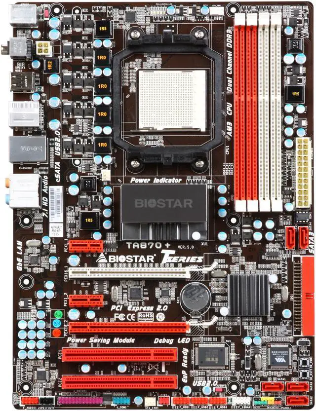 Alt view image 3 of 5 - BIOSTAR TA870+ AM3 AMD 870 ATX AMD Motherboard