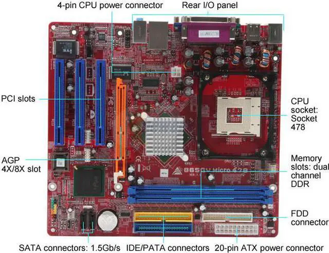 Alt view image 3 of 5 - BIOSTAR I86GVM4 Socket 478 Intel 865GV Micro ATX Intel Motherboard