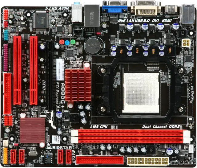 Alt view image 3 of 5 - BIOSTAR A880G+ AM3 AMD 880G HDMI Micro ATX AMD Motherboard