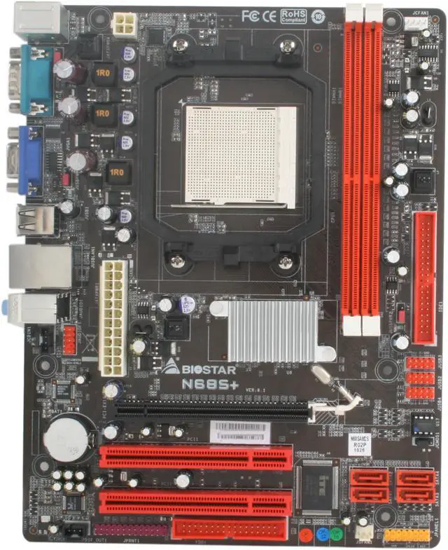 Alt view image 3 of 5 - BIOSTAR N68S+ AM3/AM2+ NVIDIA MCP68S Micro ATX AMD Motherboard