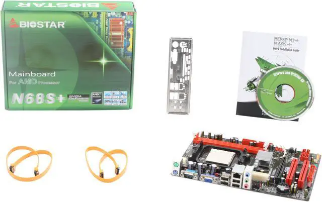 Alt view image 5 of 5 - BIOSTAR N68S+ AM3/AM2+ NVIDIA MCP68S Micro ATX AMD Motherboard