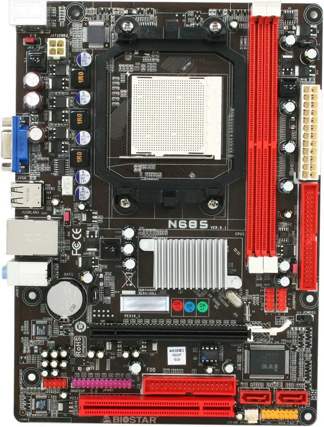 Alt view image 3 of 5 - BIOSTAR N68S AM3/AM2+ NVIDIA MCP68S Micro ATX AMD Motherboard