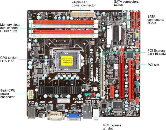 Alt view image 3 of 5 - BIOSTAR TH67+ LGA 1155 Intel H67 HDMI USB 3.0 Micro ATX Intel Motherboard