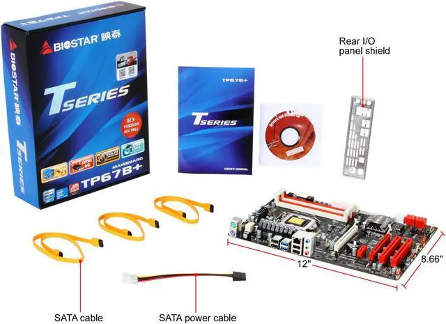 Alt view image 5 of 5 - BIOSTAR TP67B+ LGA 1155 Intel P67 USB 3.0 ATX Intel Motherboard