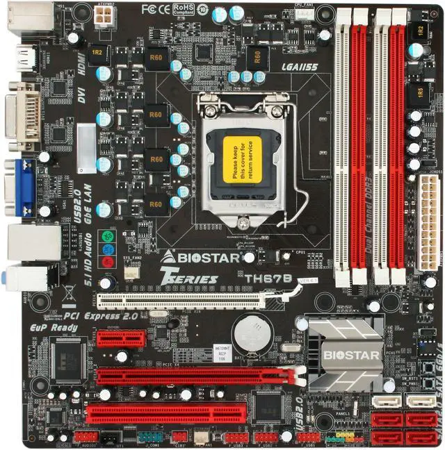 Alt view image 3 of 5 - BIOSTAR TH67B LGA 1155 Intel H67 HDMI Micro ATX Intel Motherboard