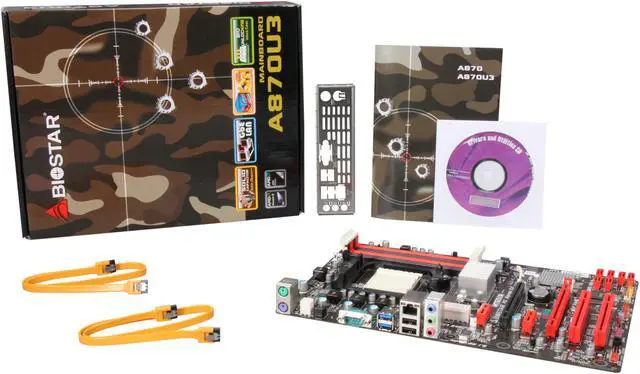 Alt view image 5 of 5 - BIOSTAR A870U3 AM3 AMD 870 USB 3.0 ATX AMD Motherboard