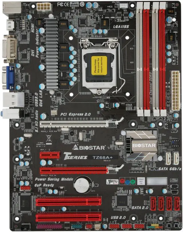 Alt view image 3 of 5 - BIOSTAR TZ68A+ LGA 1155 Intel Z68 HDMI USB 3.0 ATX Intel Motherboard