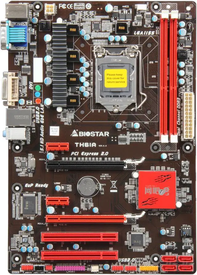 Alt view image 3 of 5 - BIOSTAR TH61A LGA 1155 Intel H61 ATX Intel Motherboard
