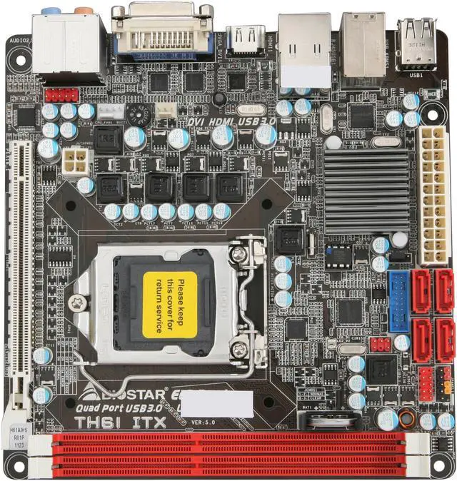 Alt view image 3 of 5 - BIOSTAR TH61 ITX LGA 1155 Intel H61 HDMI USB 3.0 Mini ITX Intel Motherboard with UEFI BIOS