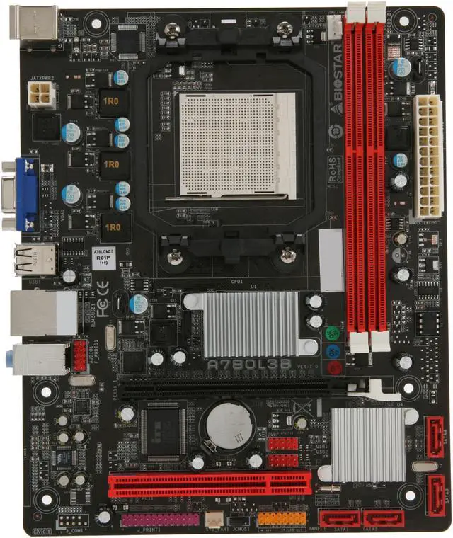 Alt view image 3 of 5 - BIOSTAR A780L3B AM3 AMD 760G + SB700 Micro ATX AMD Motherboard