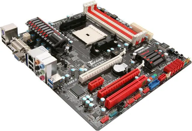 Main image of BIOSTAR TA75M+ FM1 AMD A75 (Hudson D3) USB 3.0 HDMI Micro ATX AMD Motherboard
