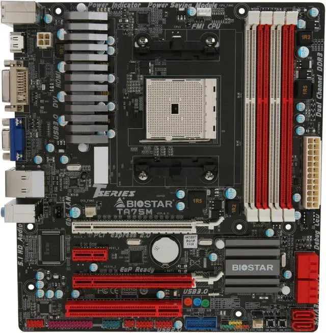 Alt view image 3 of 5 - BIOSTAR TA75M FM1 AMD A75 (Hudson D3) USB 3.0 HDMI Micro ATX AMD Motherboard