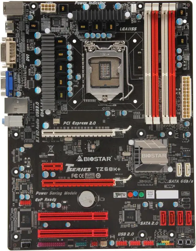 Alt view image 3 of 5 - BIOSTAR TZ68K+ LGA 1155 Intel Z68 HDMI USB 3.0 ATX Intel Motherboard