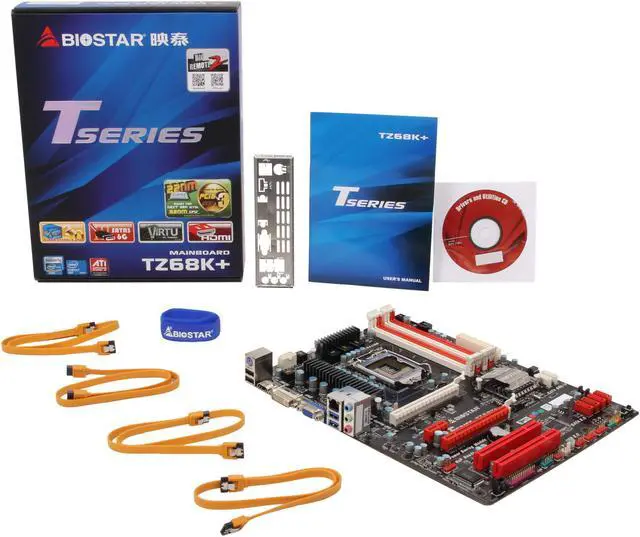 Alt view image 5 of 5 - BIOSTAR TZ68K+ LGA 1155 Intel Z68 HDMI USB 3.0 ATX Intel Motherboard