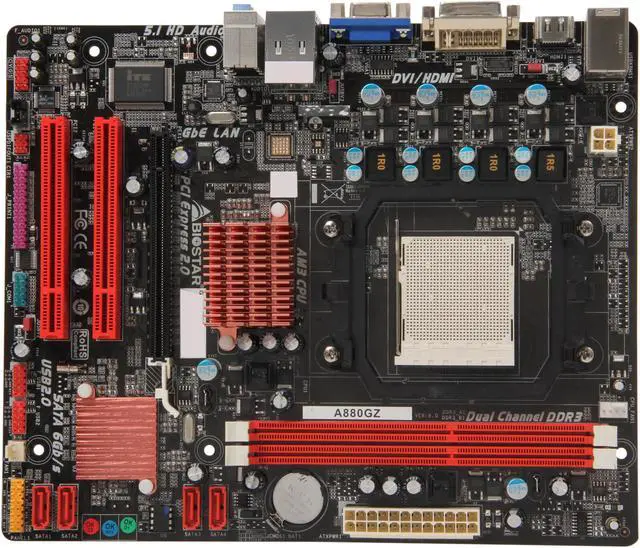 Alt view image 3 of 5 - BIOSTAR A880GZ AM3+ AMD 880G + SB850 HDMI Micro ATX AMD Motherboard