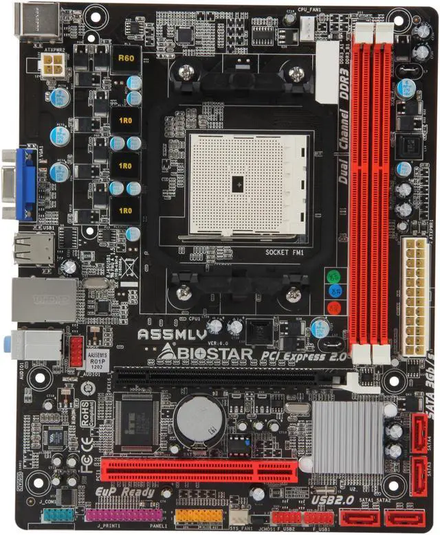 Alt view image 3 of 5 - BIOSTAR A55MLV FM1 AMD A55 (Hudson D2) Micro ATX AMD Motherboard