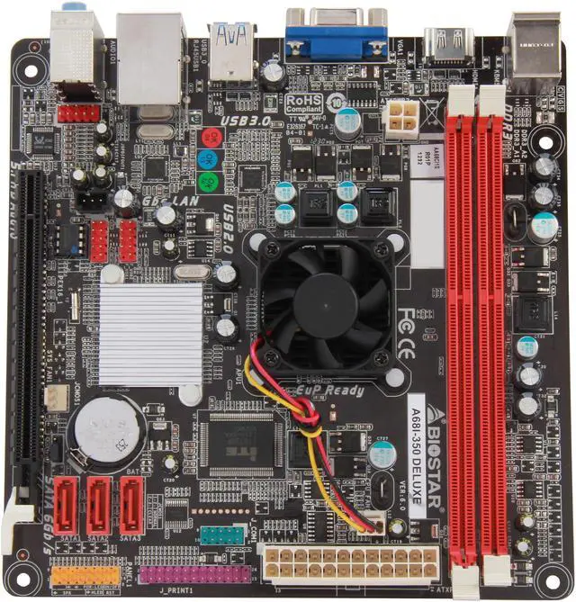 Alt view image 3 of 5 - BIOSTAR A68I-350 Deluxe R2.0 AMD Fusion APU 350D AMD A68 Mini ITX Motherboard / CPU Combo