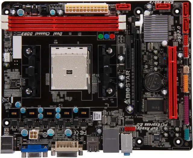 Alt view image 3 of 5 - BIOSTAR AMD A55MD2 Ver. 7.0 (Hudson D2) Micro ATX AMD Motherboard
