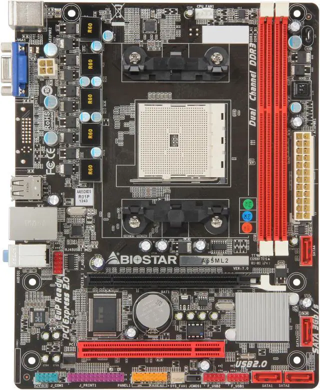 Alt view image 3 of 5 - BIOSTAR A55ML2 FM2 AMD Motherboard