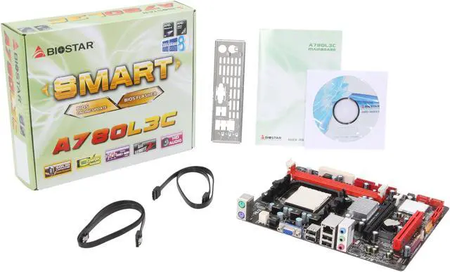 Alt view image 5 of 5 - BIOSTAR A780L3C AM3 Micro ATX AMD Motherboard