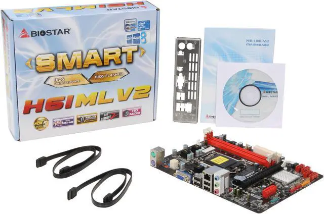 Alt view image 5 of 5 - BIOSTAR H61MLV2 LGA 1155 Intel H61 Micro ATX Intel Motherboard