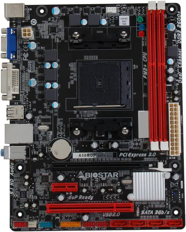 Alt view image 3 of 5 - BIOSTAR A58MDP FM2+ / FM2 AMD A55 (Hudson D2) Micro ATX AMD Motherboard