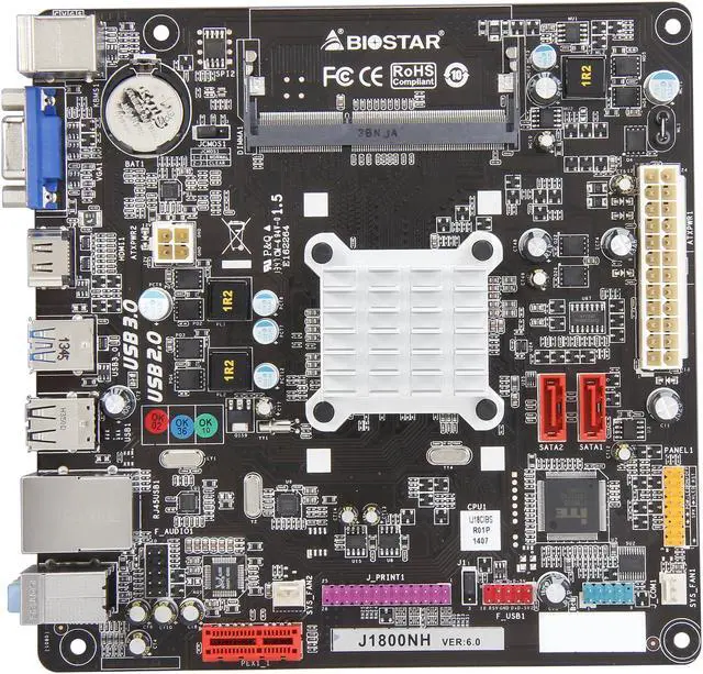 Alt view image 3 of 5 - BIOSTAR J1800NH Intel Celeron J1800 Dual-Core Processor Mini ITX Motherboard / CPU / VGA Combo
