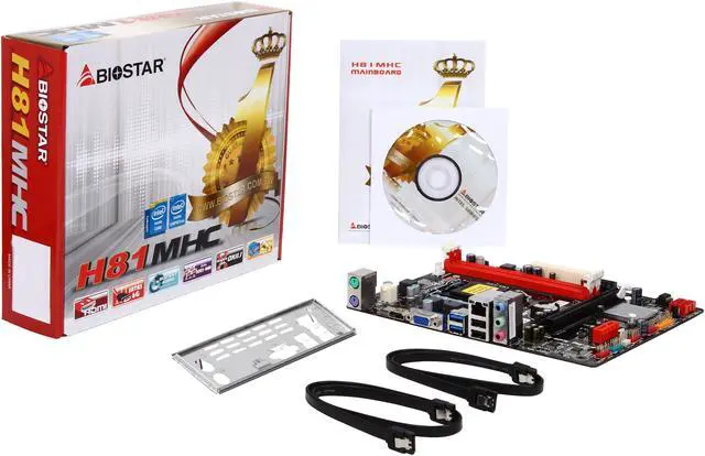 Alt view image 5 of 5 - BIOSTAR H81MHC LGA 1150 Intel H81 HDMI USB 3.0 Micro ATX Intel Motherboard