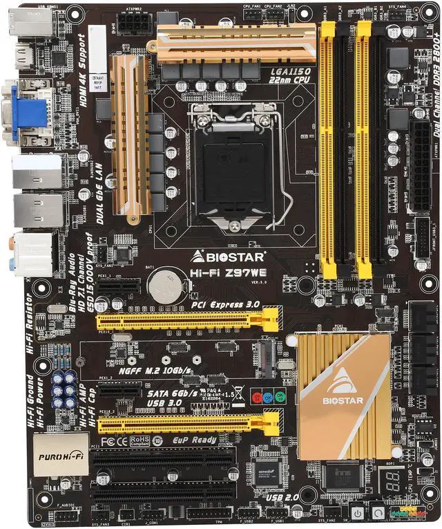 Alt view image 3 of 5 - BIOSTAR Hi-Fi Z97WE LGA 1150 Intel Z97 HDMI USB 3.0 ATX Intel Motherboard