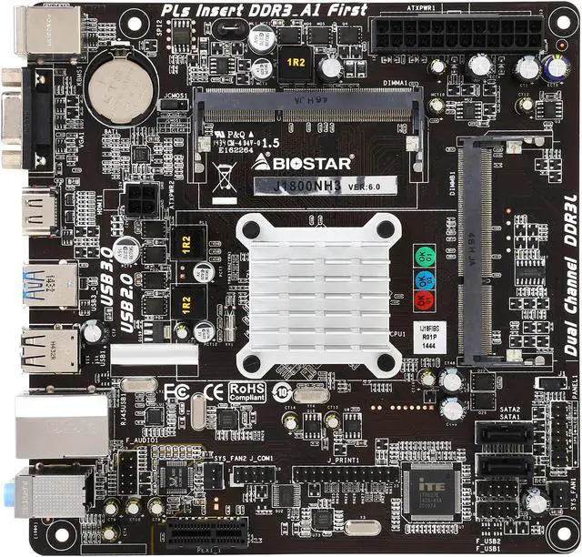 Alt view image 3 of 5 - BIOSTAR J1800NH3 Intel Celeron J1800 (2.41GHz) Dual-Core Processor Mini ITX Motherboard / CPU Combo