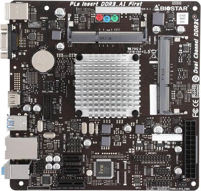 Alt view image 3 of 5 - BIOSTAR J3160NH Intel Celeron J3160 Quad-core 2.24G Mini ITX Motherboard / CPU Combo