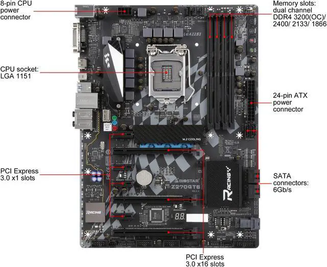 Alt view image 4 of 5 - BIOSTAR Z270GT6 LGA 1151 Intel Z270 HDMI USB 3.0 ATX Intel Motherboard