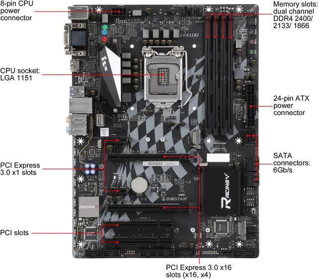 Alt view image 3 of 5 - BIOSTAR B250GT5 LGA 1151 Intel B250 HDMI USB 3.0 ATX Motherboards - Intel