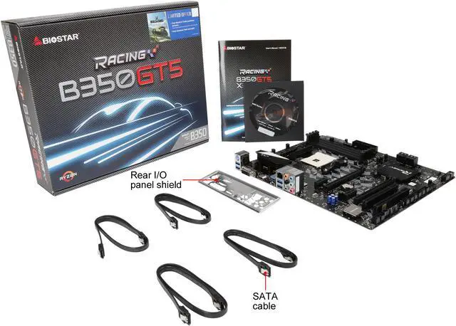 Alt view image 5 of 5 - BIOSTAR B350GT5 AM4 AMD B350 USB 3.1 HDMI ATX Motherboards - AMD