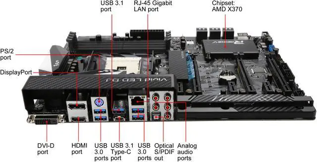 Alt view image 3 of 9 - BIOSTAR X370GT7 /LED FAN AM4 AMD X370 USB 3.1 HDMI ATX Motherboards - AMD