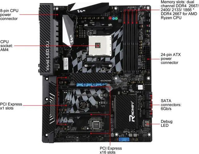 Alt view image 4 of 9 - BIOSTAR X370GT7 /LED FAN AM4 AMD X370 USB 3.1 HDMI ATX Motherboards - AMD