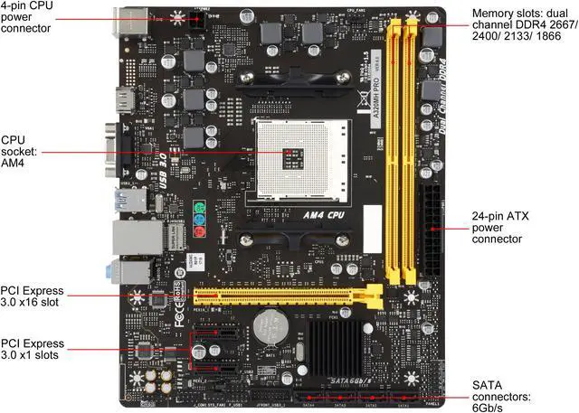 Alt view image 4 of 5 - BIOSTAR A320MH PRO AM4 USB 3.1 HDMI Micro ATX AMD Motherboard