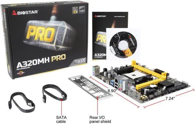 Alt view image 6 of 5 - BIOSTAR A320MH PRO AM4 USB 3.1 HDMI Micro ATX AMD Motherboard