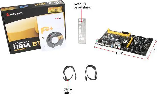 Alt view image 6 of 6 - BIOSTAR H81A LGA 1150 Intel H81 SATA 6Gb/s USB 3.0 ATX Intel Motherboard for Cryptocurrency Mining